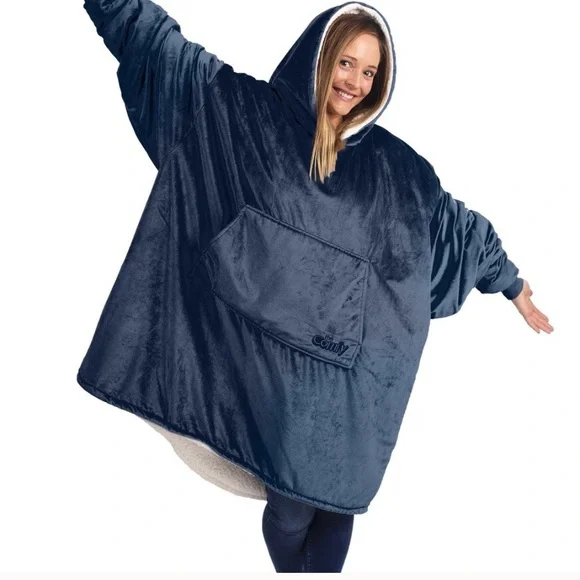 The Comfy Navy Blue Oversized Hoodie Blanket Adult Sized - Picture 10 of 13
